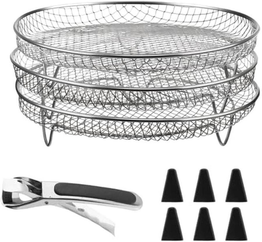 Stapelbare roestvrijstalen manden voor airfryer ideaal voor optimale luchtcirculatie