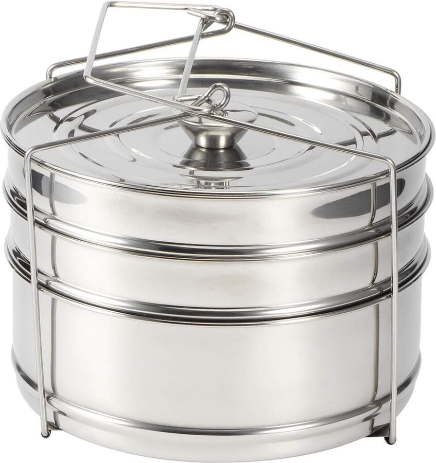 Stapelbare RVS Stoompannen Set 3 Laags Koken en Stomen