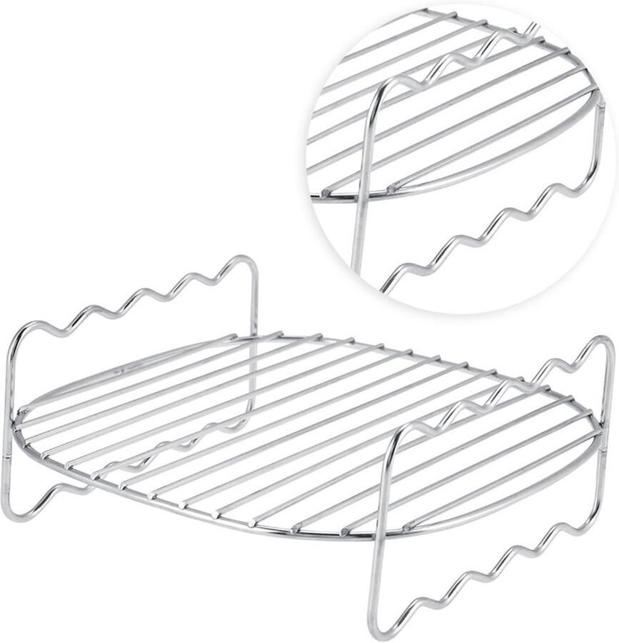 Stapelbox voor Cosori Airfryer Ninja Airfryer Dual 304 roestvrij staal zilver vervangend BBQ-rek dubbellaagse spiesen bakplaat voor Philips Airfryer