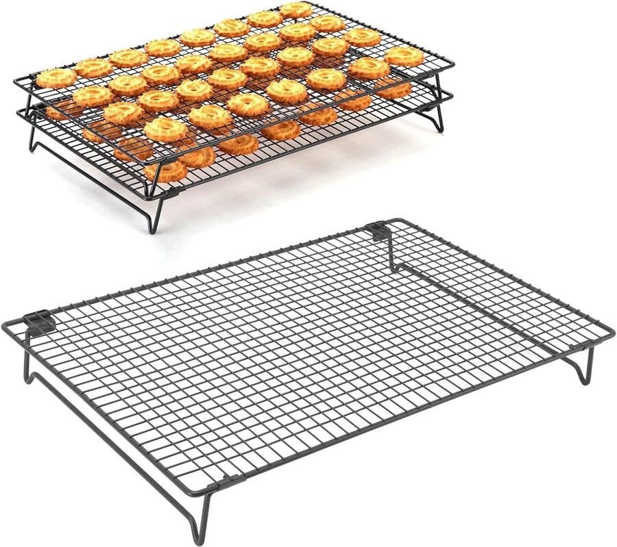 Stapelen Koelrek voor Bakken Grillen en Drogen van Koekjes Pizza Brood en Taarten Niet Plakkerig en Duurzaam