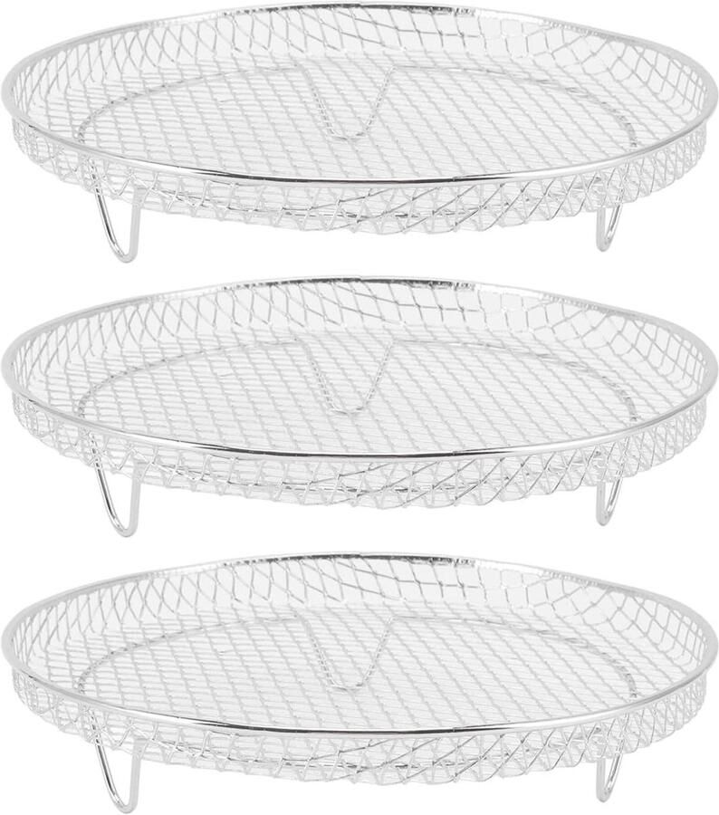 Stapelen Racks voor Airfryer Rvs Geschikt voor Dehydrator Stoomkoker en Oven 7.8 Inch Rond Ideaal voor Gezond Koken en Grillen