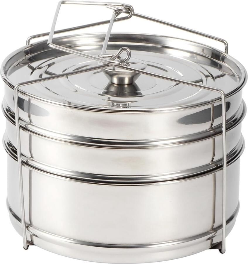 Stapelsysteem voor RVS Inzetpannen 6Qt Accessoires voor Instant Pot 3-laags Stoomkoker Set voor Koken en Stomen van Voedsel
