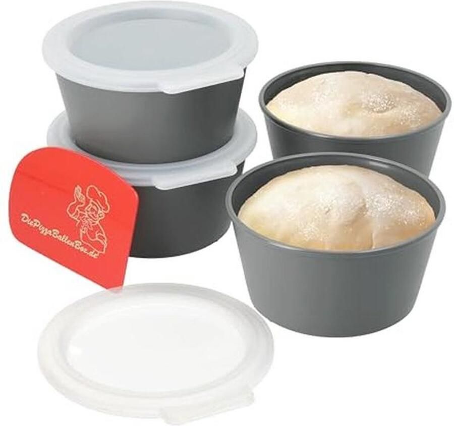 Stapelsystemen voor Pizzadeeg Set van 4 Fermentatieboxen van Biologisch Kunststof