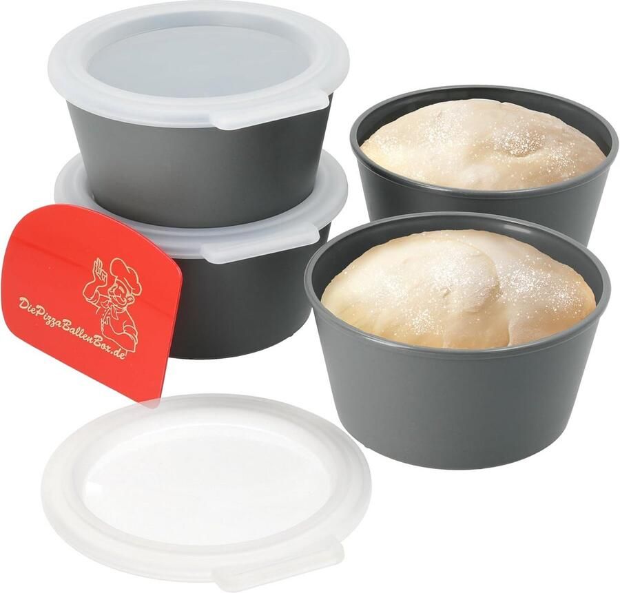 Pizzaballen Box Deeg Containers Dough Rijpen Duurzaam Biologisch Plastic Set van 4 Transparant