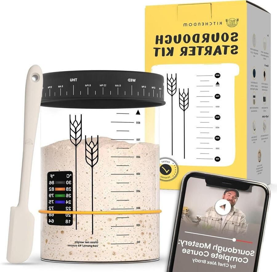 Starter Kit Brood Starter Zelf Brood Bakken Vaatwasserbestendig 32oz Pot Wit