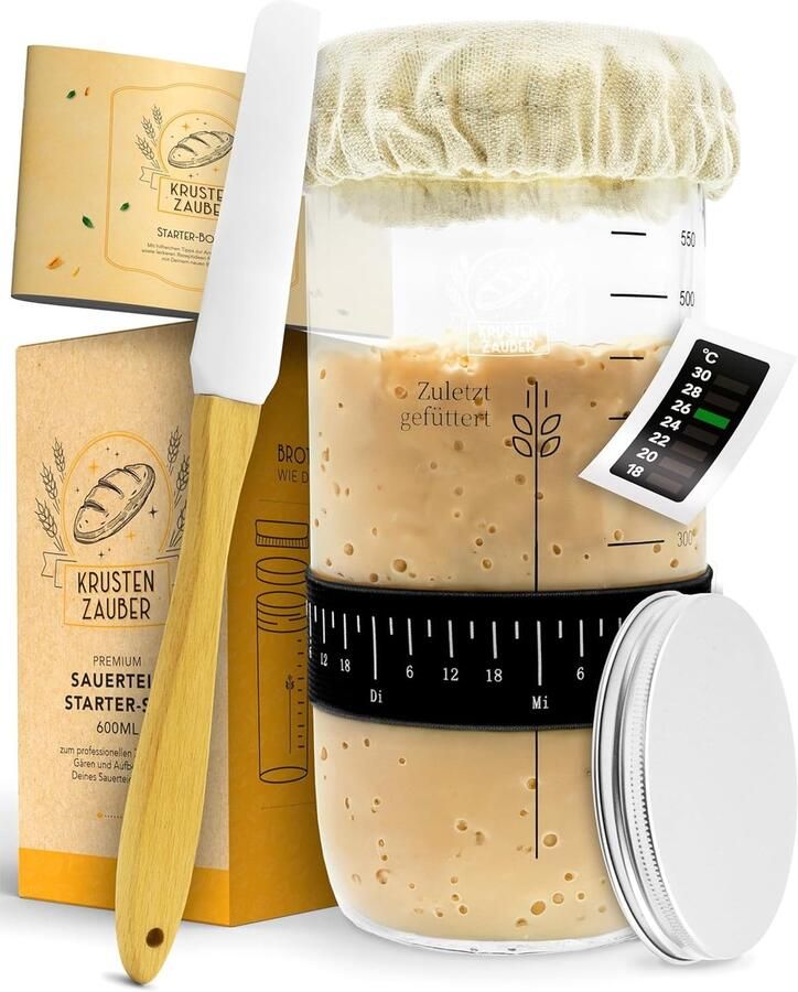 Starter Set Broodbak Accessoires Zelf Brood Bakken Inclusief Thermometer 600 ml Transparant
