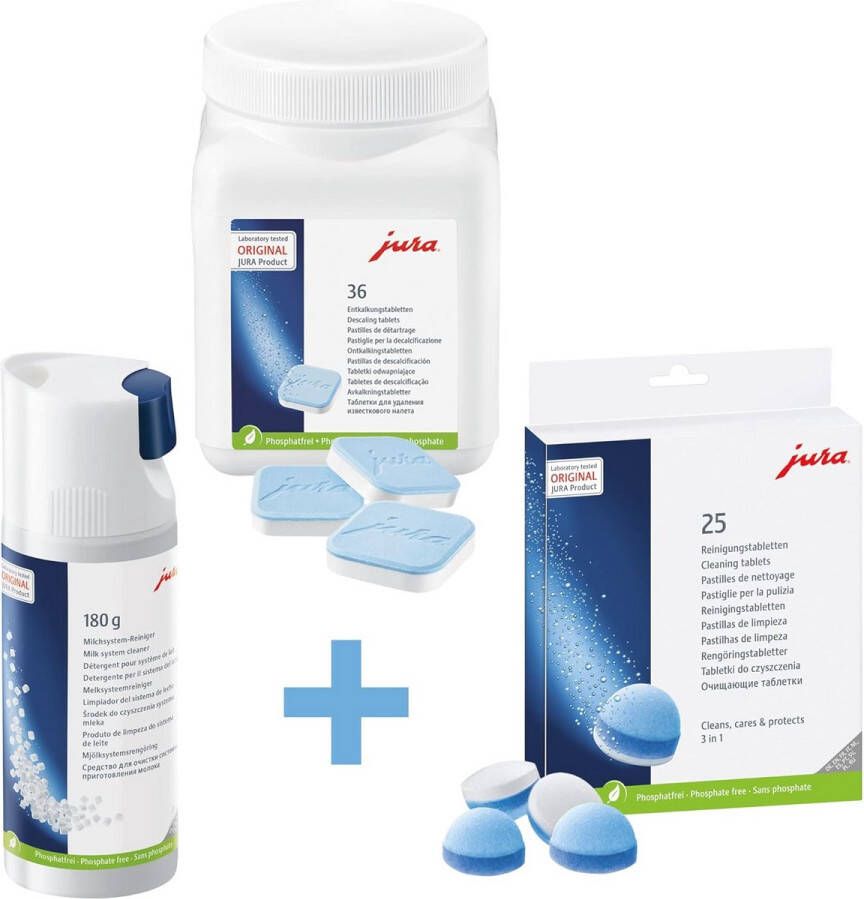 Starterverpakking voor Koffiemachines: 25 Reinigingstabletten 36 Ontkalkingstabletten & Melksysteemreiniger