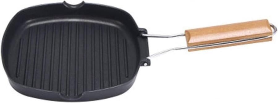 Grillpan Koekenpan Bakplaat Pan Lekker Grillen Vet Weglopen Ribbels 20 cm Diameter Zwart