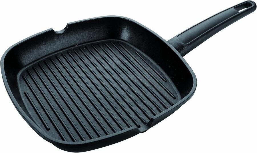 Steak Koekenpan Grillpan Vierkant Perfect Grillen Anti-aanbaklaag Keramiek 26 x 26 cm Zwart