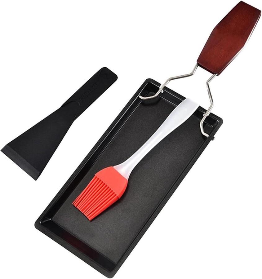 Steak Pan Grill Pan Buiten Koken Draagbaar Houten Handvat 303 cm Lengte Zwart