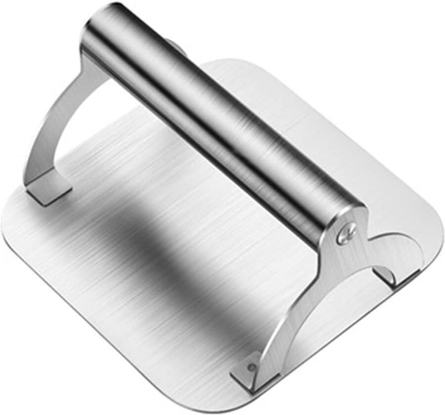 Steak Pers Burger Drukker Grillen en Bakken Gelijkmatige Druk 15x15x8 cm Zilver