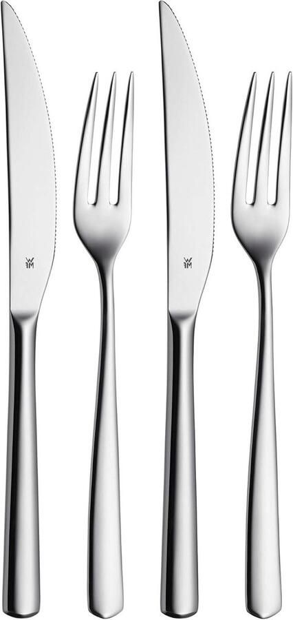 Steakbestek Set Steakmes Vork Steak Grillen Cromargan Roestvrij Staal 4 Delen Gepolijst Zilver
