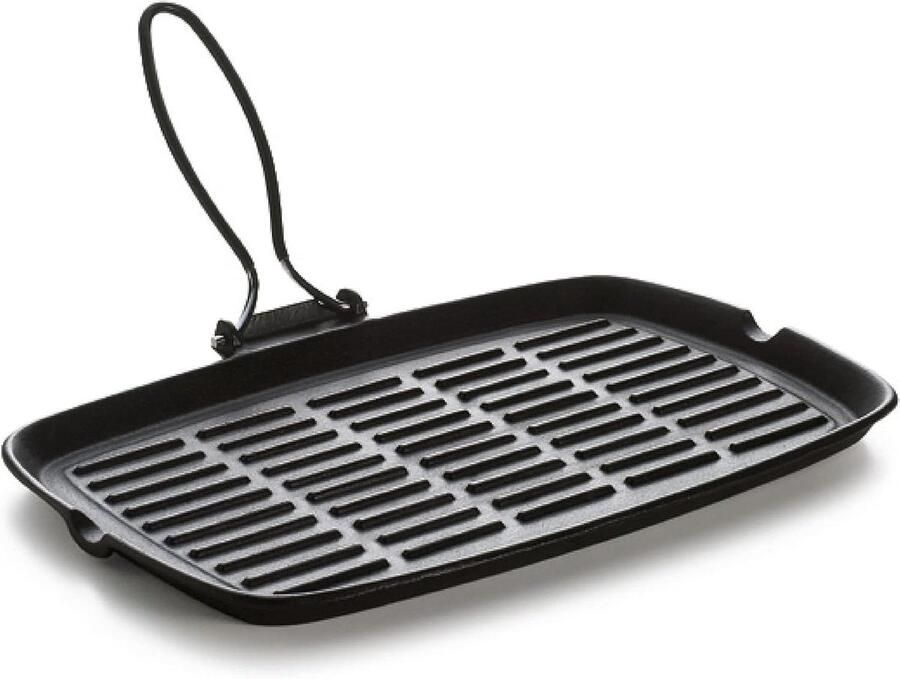 Steakpan Gietijzer Grillpan Koekenpan Vetarm Koken Geëmailleerd Gietijzer 36 x 24 cm Zwart
