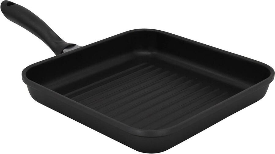 Steakpan Grillpan Koekenpan Gezond Grillen Geribbelde Bodem 28 cm Zwart
