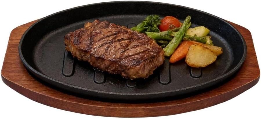 Gietijzeren Steakpan Serveerschaal Grillplaat Steak Bakken Gelijkmatige Warmteverdeling 10 inch Zwart