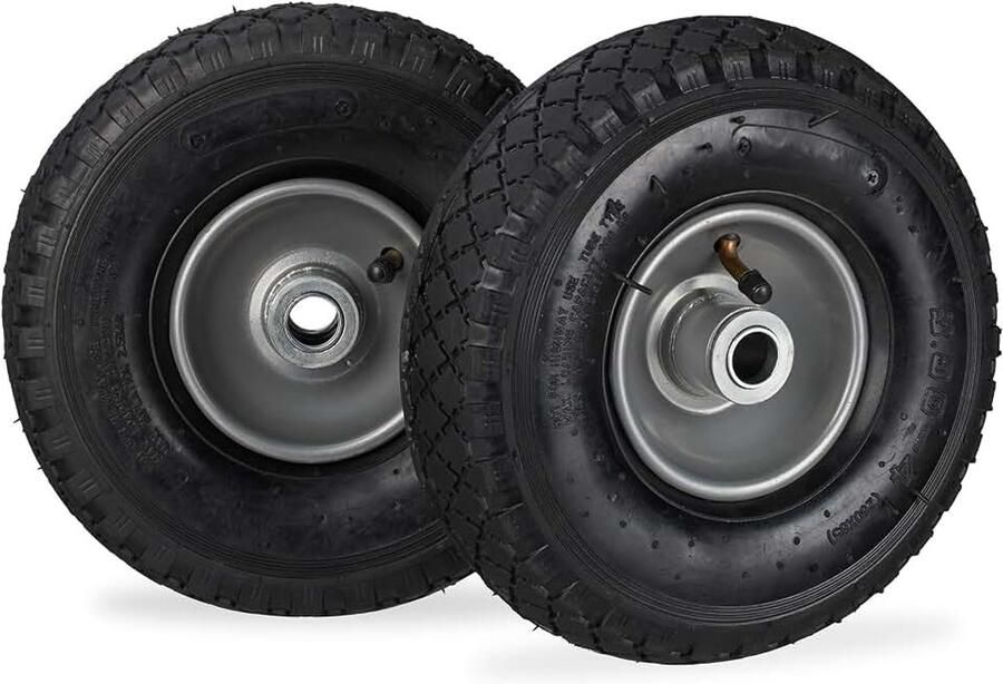 Steekwagenwiel 3.00-4 set van 2 luchtband tot 100 kg 260x85 mm reservewiel met stalen velg zwart-grijs