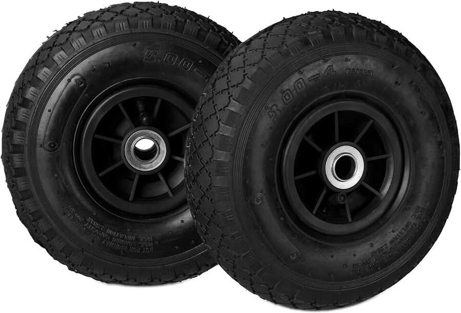 Steekwagenwiel 3.00-4 set van 2 reservewielen tot 80 kg kunststof velgen 260x85 mm zwart
