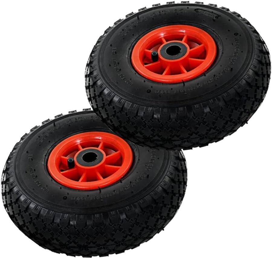 Steekwagenwielen set van 2 luchtbanden 3.00-4 245 x 82 mm reservewielen voor bolderkar transportwagen met 20 mm asboring belastbaar tot 100 kg