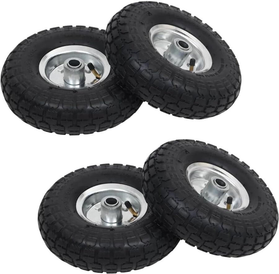 Steekwagenwielen set van 4 260 x 83 mm reservewiel luchtbanden 4.10 3.50-4 met metalen velg belastbaar tot 100 kg banden voor handwagen bolderkar