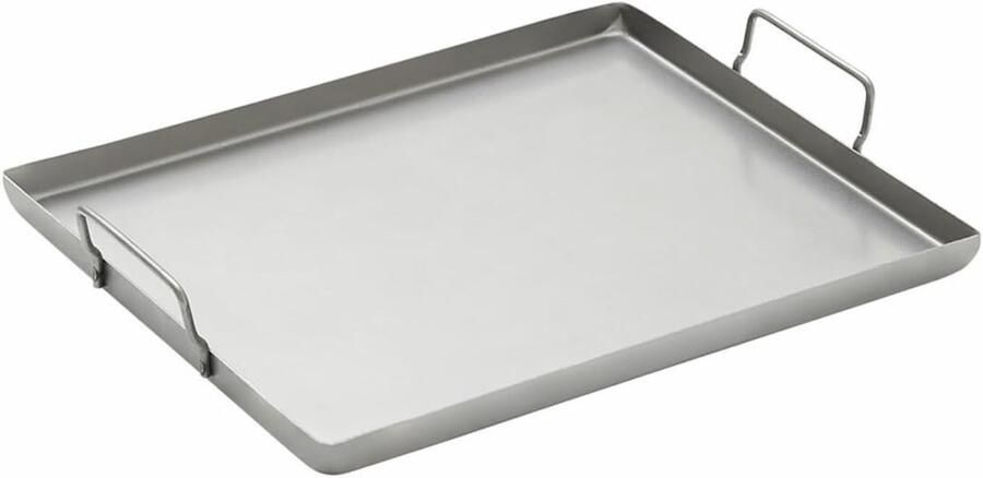 Steel Bakplaat Grillplaat Plancha Buiten Koken Met Handvatten 40 x 40 cm Zilverkleurig