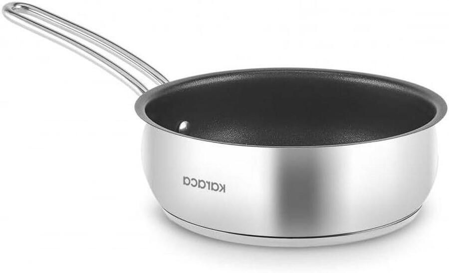 Steel Koekenpan Staal Eten Bereiden Gelijkmatige Warmteverdeling 22 cm Zilver