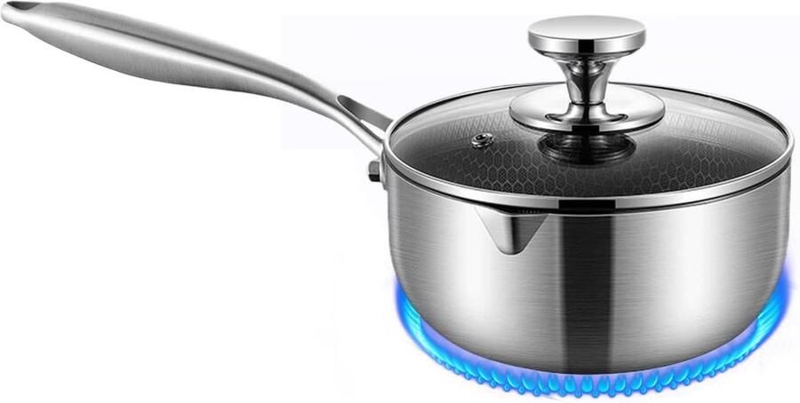 Steel Melkpan Kookpan Steelpan Melk Verwarmen Honingraat Antiaanbaklaag 24 cm Zilver