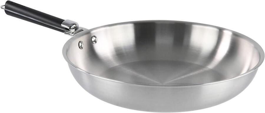 Steel Pan Koekenpan Gezond Koken Afneembare Handgreep 30 cm Zilverkleurig