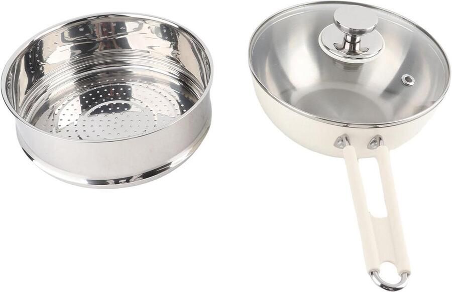 Steel Pan Kookpan Stoommand Maaltijden Bereiden Anti-aanbaklaag 316 Staal Zilver