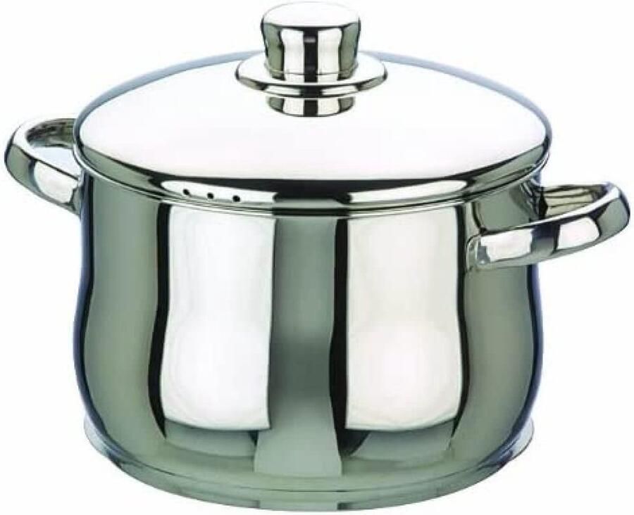 Steel Pan met Deksel Kookpan Sauspan Koken op Inductie Sferisch Ontwerp 16 cm Zilver