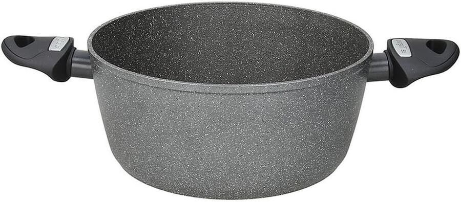 Steelpan Braadpan Kookpan met deksel Lange maaltijden Twee handgrepen 20 cm Grijs