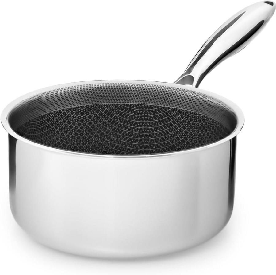 Steelpan Gecoat Kookpan Inductie Koken Zonder Plakken Krasbestendig Honingraat 18 cm Zwart