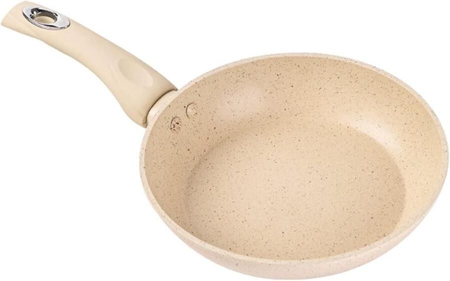 Steelpan Koekenpan Keukengerei Wok Koken op Inductie Gelijkmatige Hitteverdeling 28cm Diameter Offwhite