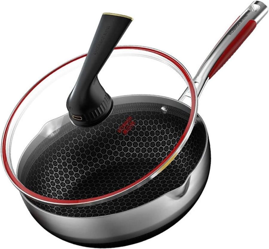 Steelpan Koekenpan Wok Pan Koken en Bakken Gelijkmatige Warmteverdeling 28cm Set1
