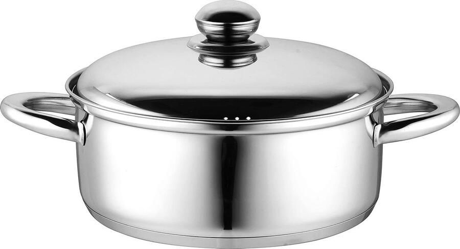 Steelpan Kookpan Koken en Bereiden Inductie Geschikt 26 cm Diameter Zilverkleurig
