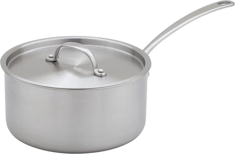 Steelpan Kookpan Koken en Sudderen Ovenbestendig 20cm 2.5L Zilver