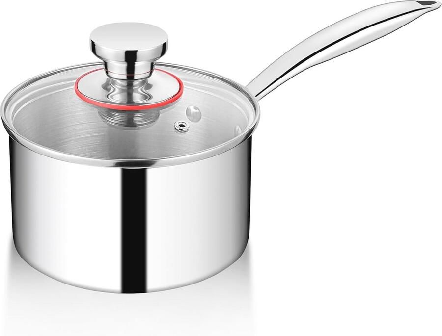 Steelpan Kookpan met Deksel 18 cm Glanzend Geschikt voor Inductie
