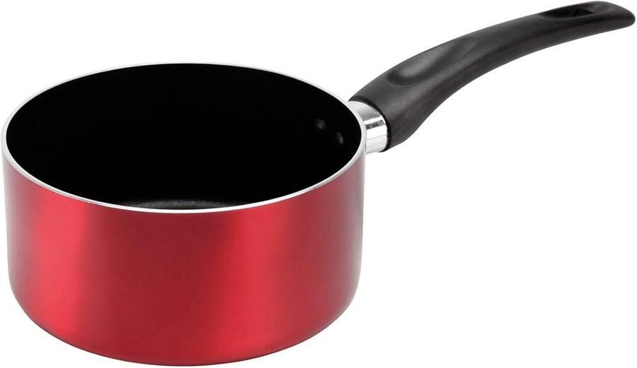 Steelpan Kookpan sauspan Dagelijks koken Snelle warmteverdeling Ø 16 cm Rood metallic