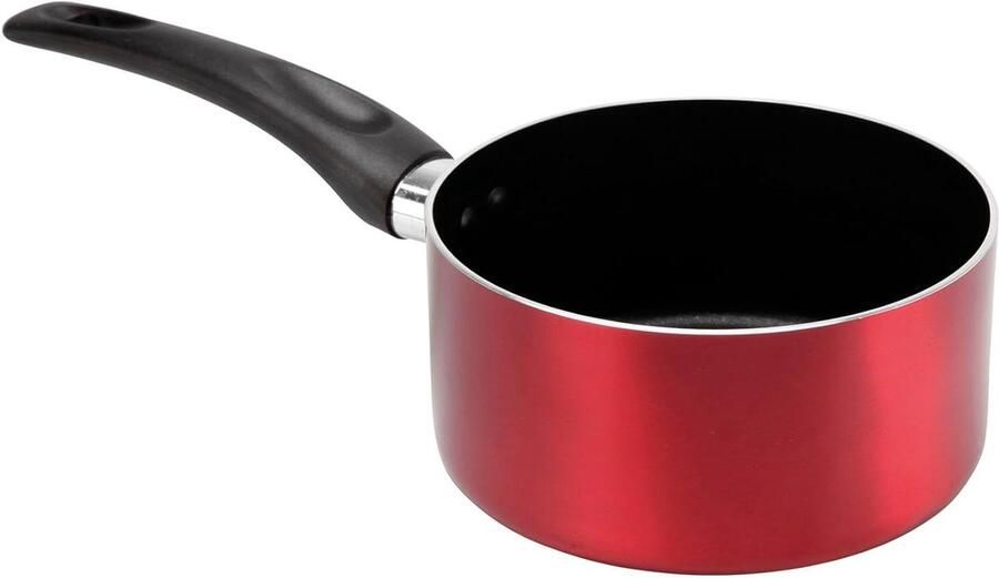 Steelpan Kookpan sauspan Dagelijks koken Snelle warmteverdeling Ø 16 cm Rood metallic