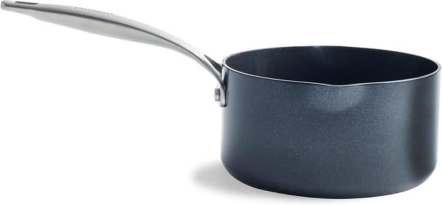 Steelpan Kookpan Sauspan Koken en Serveren Keramische Antikleeflaag 16 cm Zwart