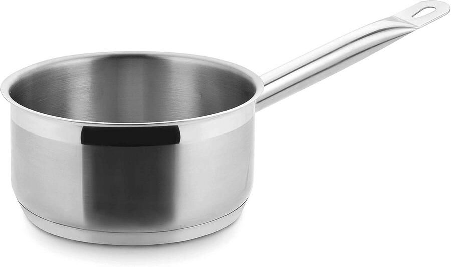 Steelpan Kookpan Sauspan Koken en Verwarmen Thermoschijf Bodem 16 cm Zilverkleurig