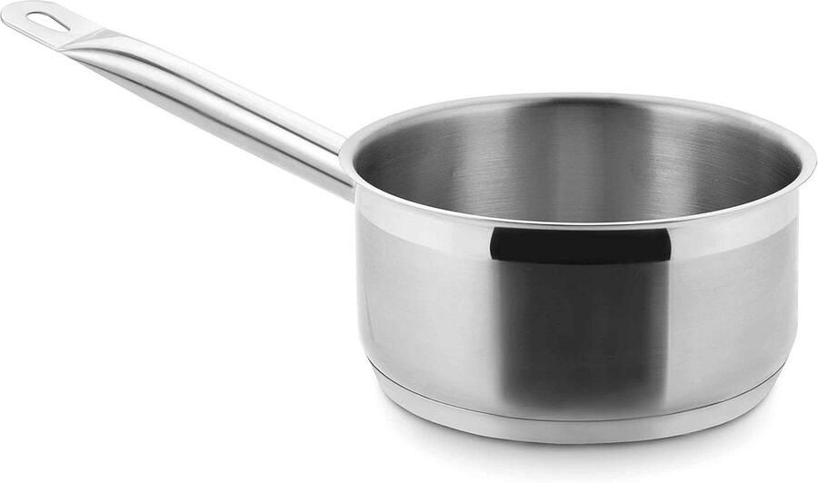 Steelpan Kookpan Sauspan Lekkere Sauzen Maken Thermoschijfbodem 16x8 cm 1.6L Zilver