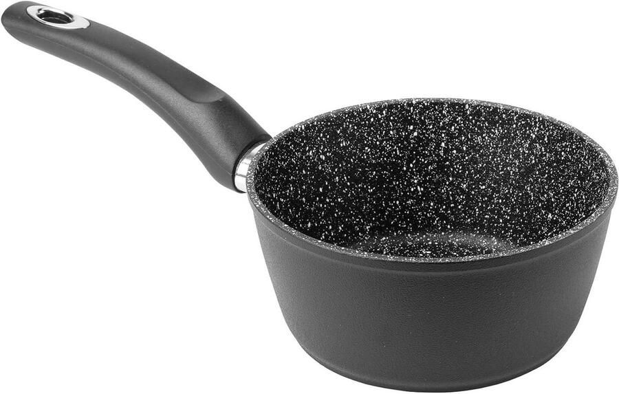 Steelpan Kookpan Sauspan Maken van sauzen Steenlook antiaanbaklaag Ø 16 cm Zwart