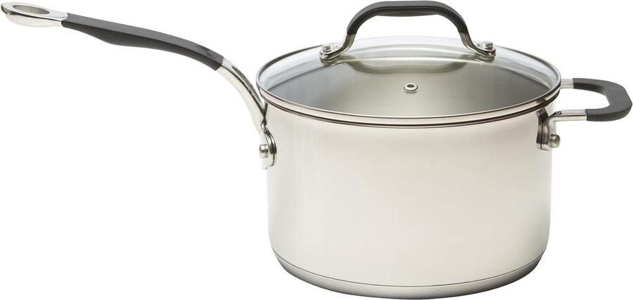 Steelpan Kookpan Sauspan Snel Koken 3-laags Warmteverdeling 20 cm Zilver