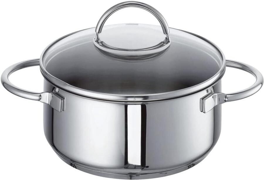 Steelpan Kookpan Stoofpan Koken en Stoven Aluminium Capsule Bodem 16 cm Zilver