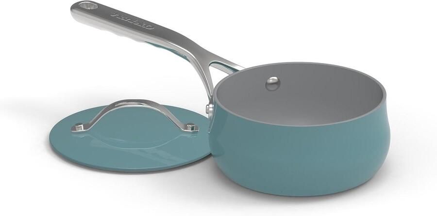 Steelpan met Deksel Kleine Kookpan Sausjes Maken Keramische Antiaanbaklaag 1 Kwarts Turkoois