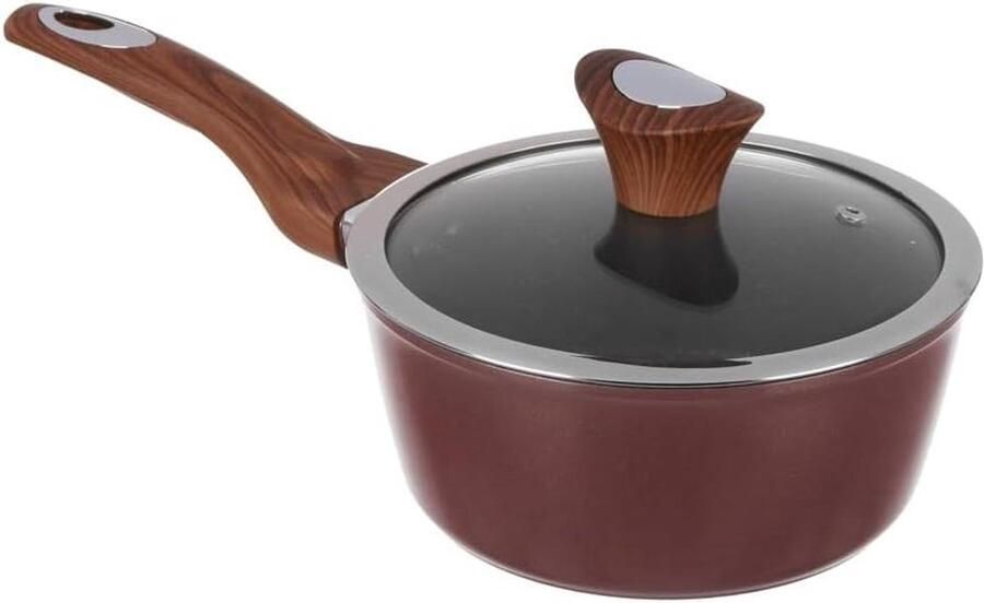 Steelpan met deksel Kookpan anti-aanbak Gezond koken Snelle gelijkmatige warmte 18 cm diameter Bruin