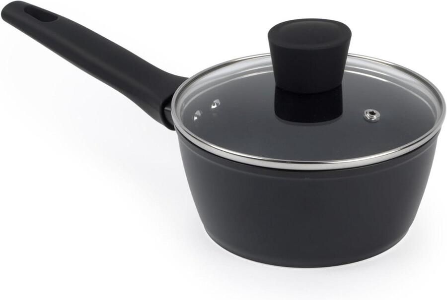 Steelpan met Deksel Kookpan Klein Gezond Koken Intelligente Temperatuur Indicator 16 cm Zwart