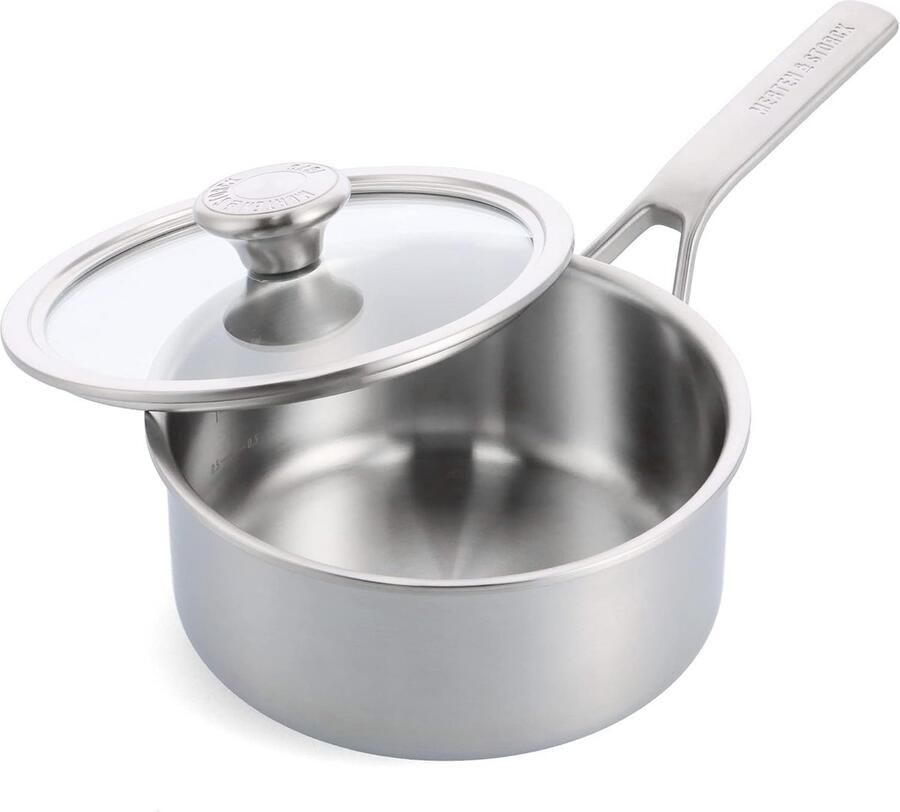 Steelpan met Deksel Kookpan Klein Koken op Inductie Tri-Ply Constructie 16 cm Zilver