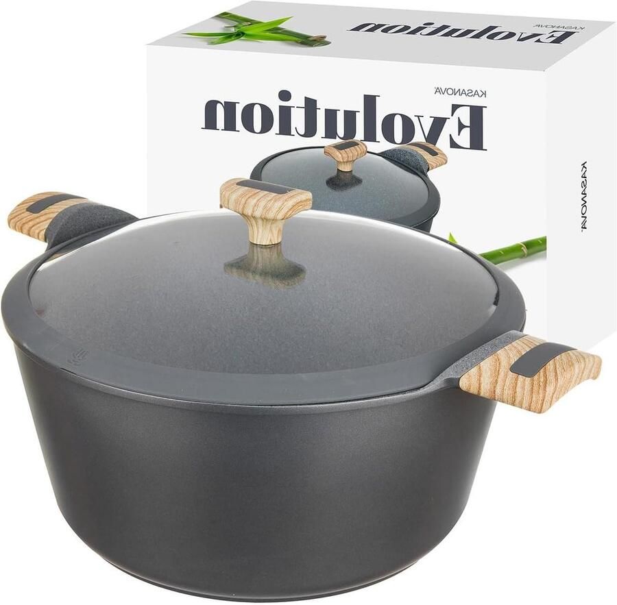 Steelpan met Deksel Kookpan Koekenpan Licht Koken Watergebaseerde Anti-aanbaklaag 32 cm Zwart