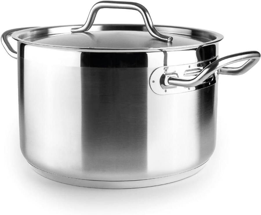 Steelpan met Deksel Kookpan Roestvrij Koken en Sudderen Inductie Geschikt 28 cm Zilverkleurig